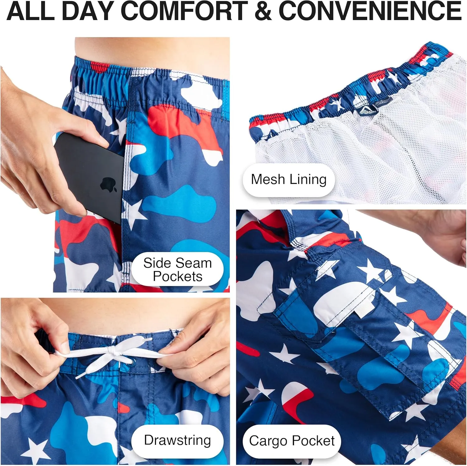 Kanu Surf Bellaire Men's Swim Trunks Quick-Dry Swim Shorts Men, 9" Inseam (Regular & Extended Sizes)