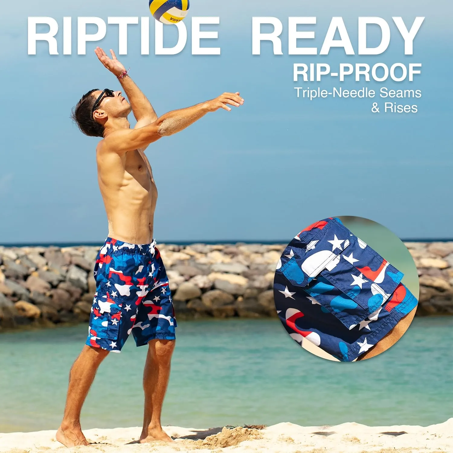 Kanu Surf Bellaire Men's Swim Trunks Quick-Dry Swim Shorts Men, 9" Inseam (Regular & Extended Sizes)