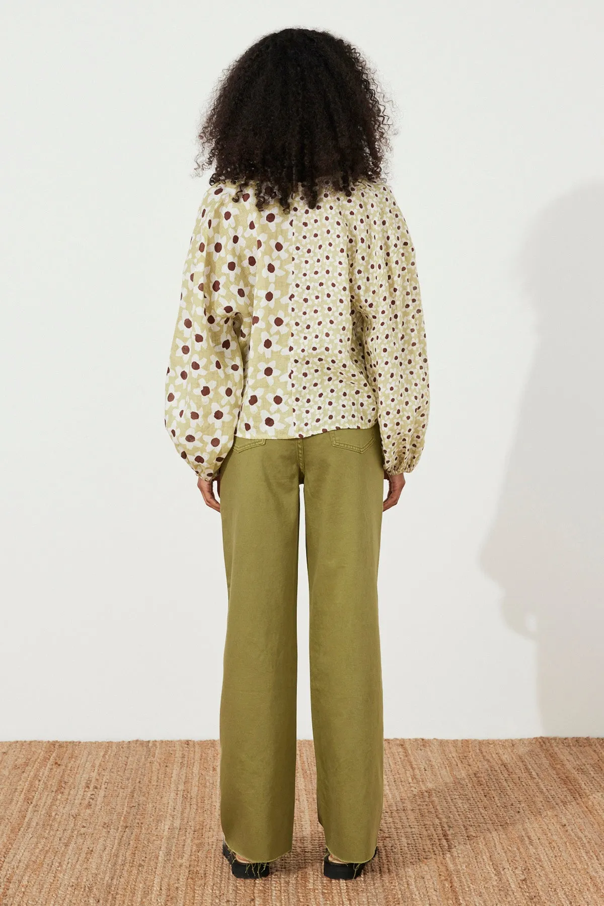 KHAKI RECYCLED COTTON STRAIGHT LEG JEAN