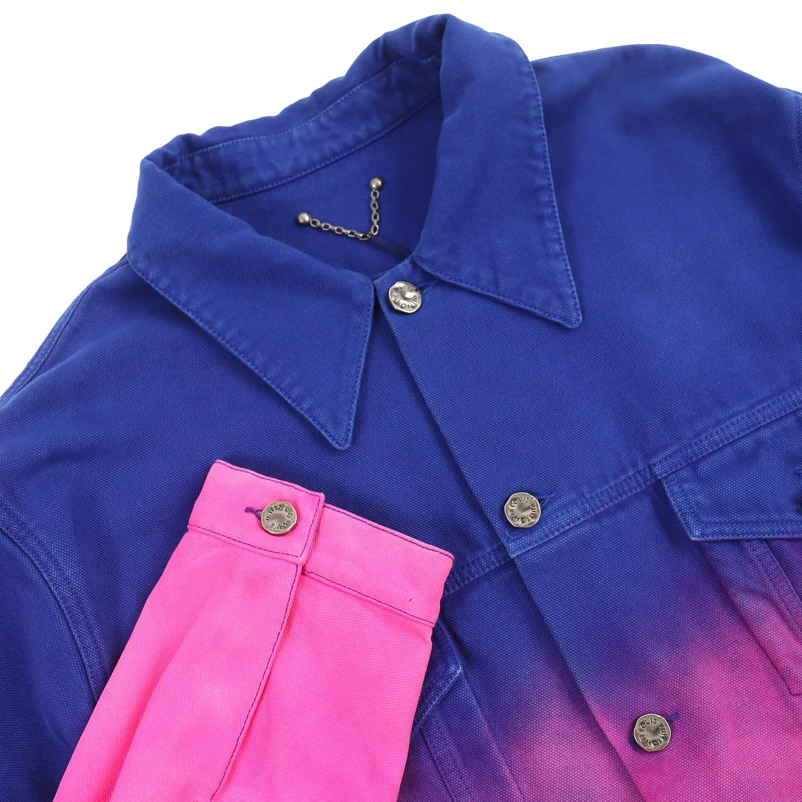 LOUIS VUITTON Denim Jacket HMA83W Outer: 100% cotton, Lining: 100% cotton, Leather part: Cowhide Blue pink Amen Break Cropped Gradient Denim Jacket Amen Break Gradient Denim Cropped Jacket mens 52 Used