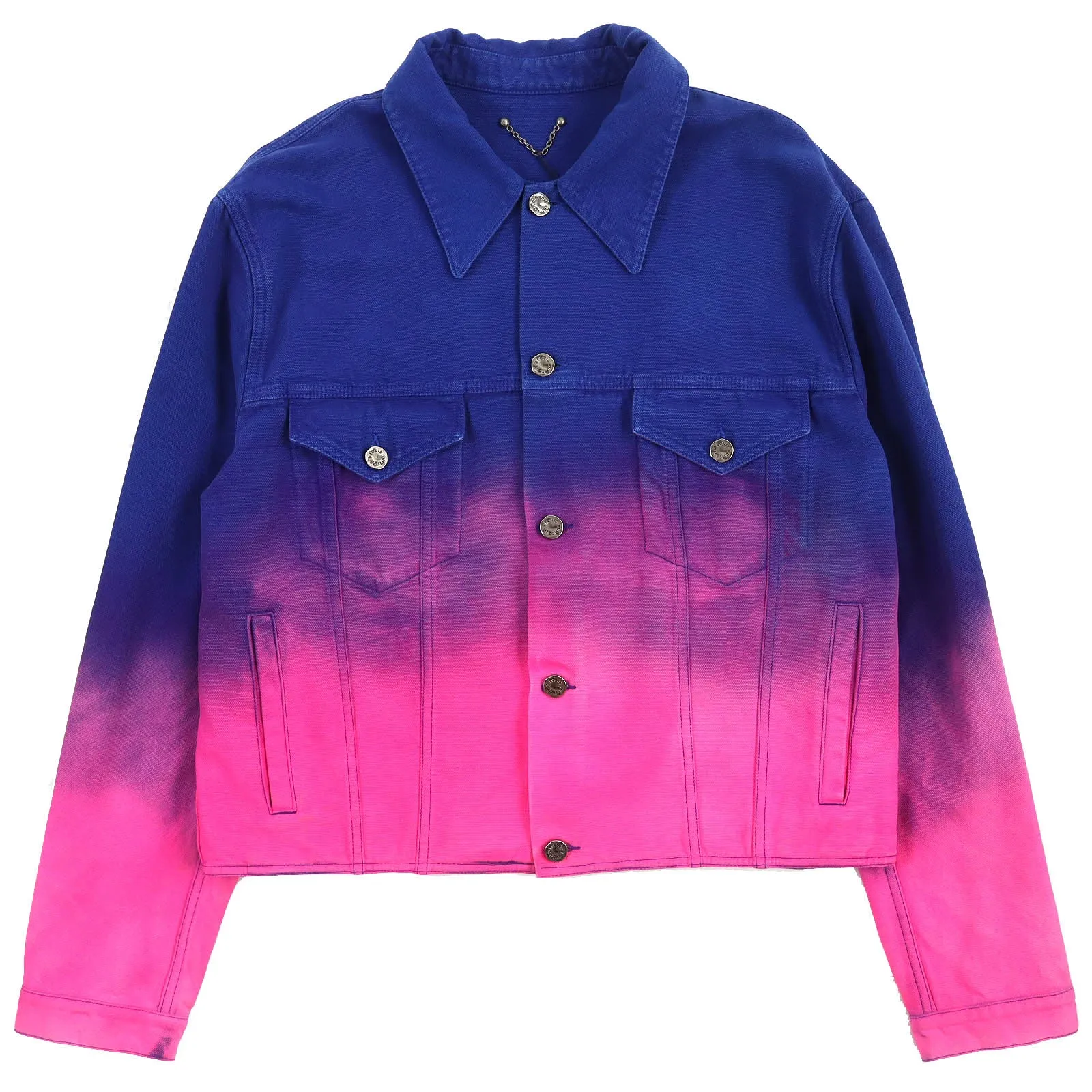 LOUIS VUITTON Denim Jacket HMA83W Outer: 100% cotton, Lining: 100% cotton, Leather part: Cowhide Blue pink Amen Break Cropped Gradient Denim Jacket Amen Break Gradient Denim Cropped Jacket mens 52 Used