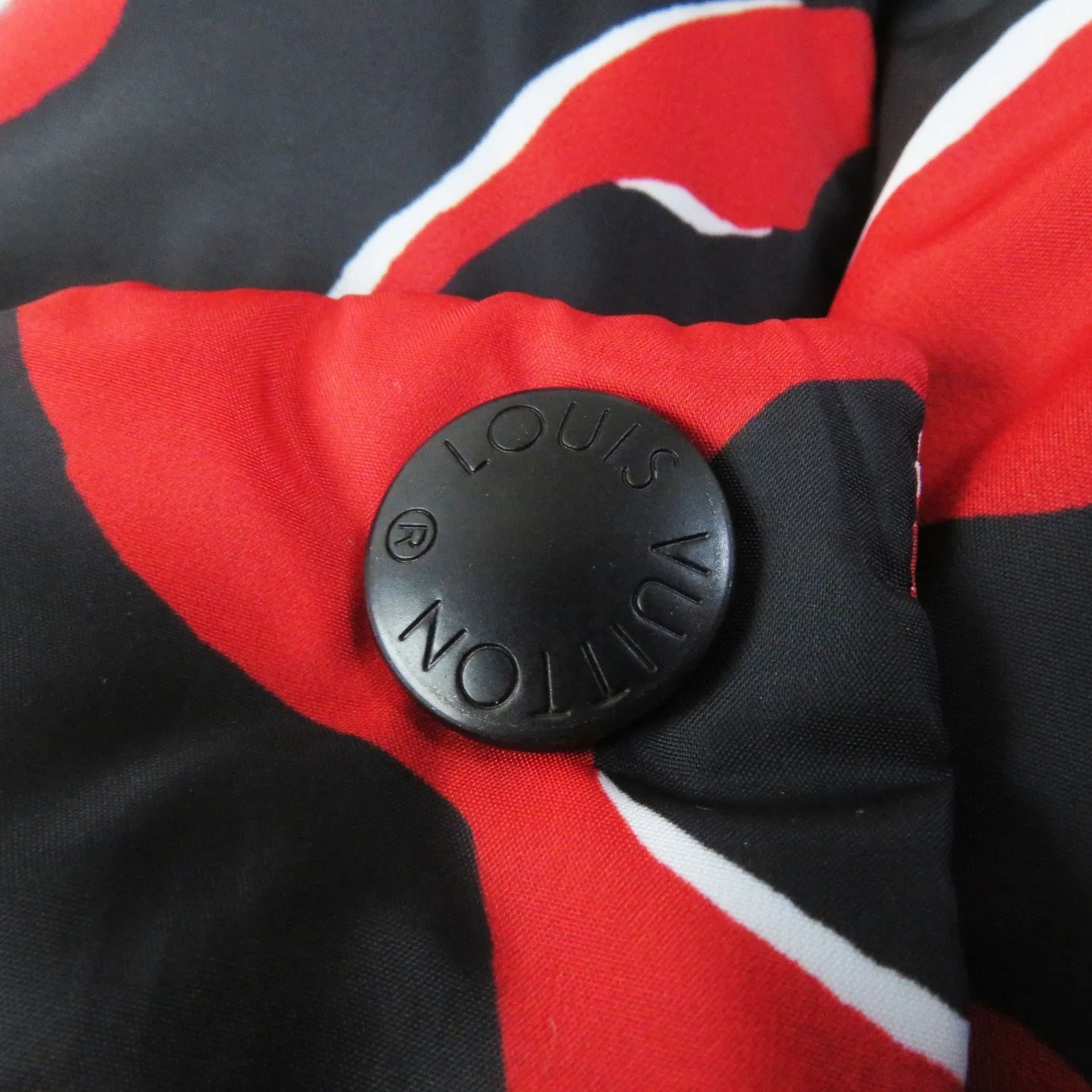 LOUIS VUITTON Down jacket polyester Red black Tufted monogram 38