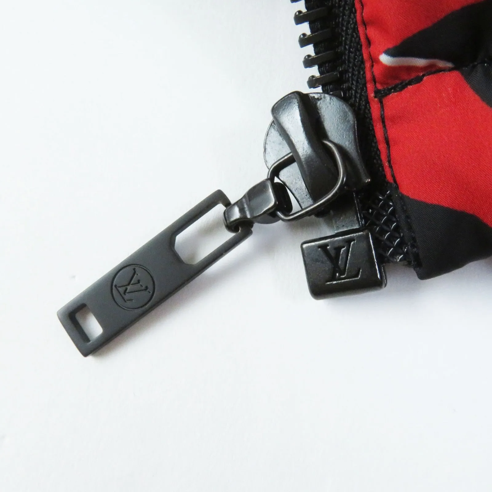 LOUIS VUITTON Down jacket polyester Red black Tufted monogram 38