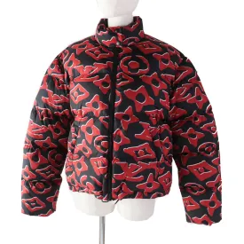 LOUIS VUITTON Down jacket polyester Red black Tufted monogram 38
