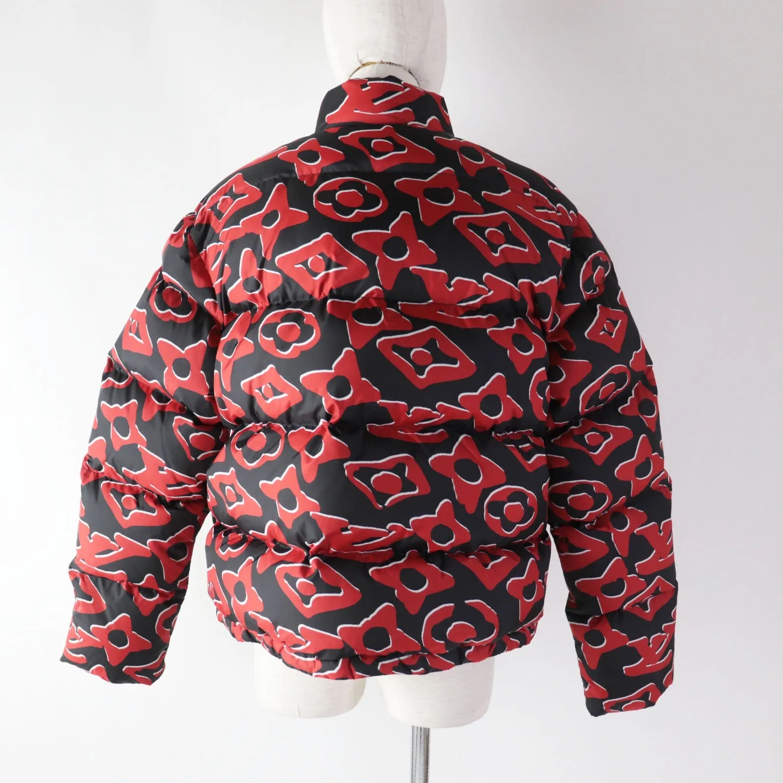 LOUIS VUITTON Down jacket polyester Red black Tufted monogram 38