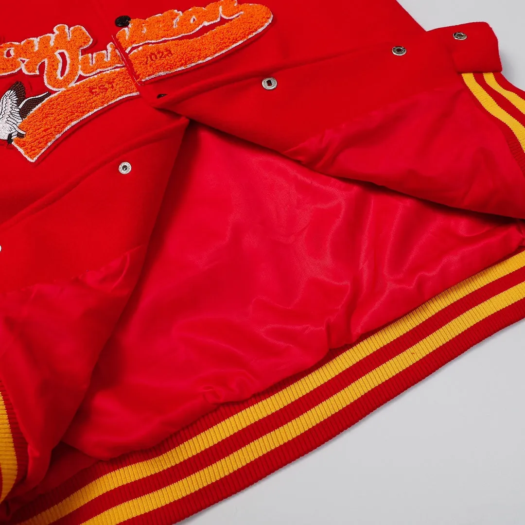 Louis Vuitton Hand Monogram Print Red Varsity Jacket