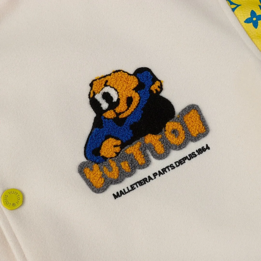 Louis Vuitton Monogram Playground Blouson White Yellow Varsity Jacket