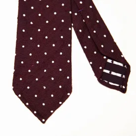 Maroon Polka Dot Raw Silk Tie