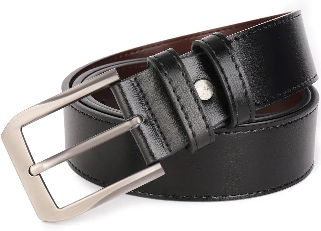 Men??s Casual Leather Jeans Belts 1 1/2?? Wide 4MM Thick Alloy Prong Buckle Work Dress Belt for Men