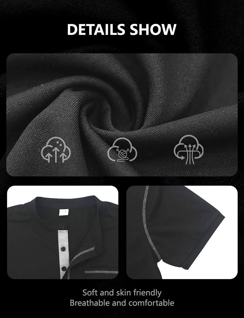 Men's Henley Shirt Short Sleeve T-Shirt Casual Top Pullover Summer Lightweight Tee Shirts with Button