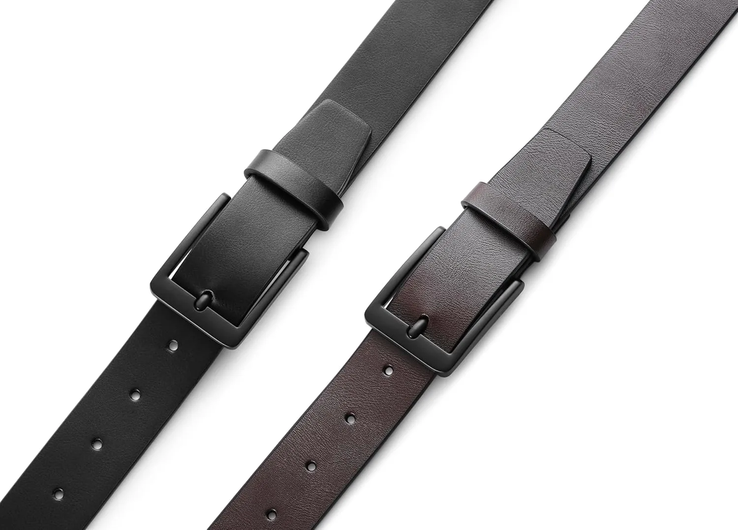 MILORDE Men's Leather Dress Belt 2Pack, Handmade, Genuine Leather, Fashion & Classic Designs for Work Business and Casual