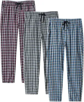 MoFiz Men's Pajama Pants Ultra Lightweight Pjs Bottoms Sleepwear Bottom Pants with Pocket Drawstring 3-Pack