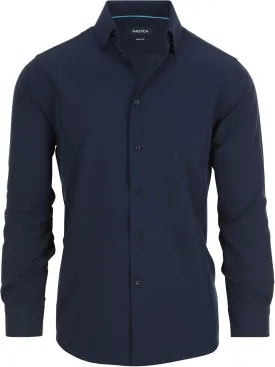 Nautica Slim Fit Mens Dress Shirts Long Sleeve Performance Polyester Fabric Wrinkle Free 4-Way Stretch