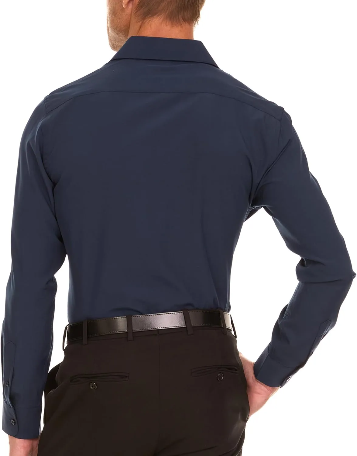 Nautica Slim Fit Mens Dress Shirts Long Sleeve Performance Polyester Fabric Wrinkle Free 4-Way Stretch