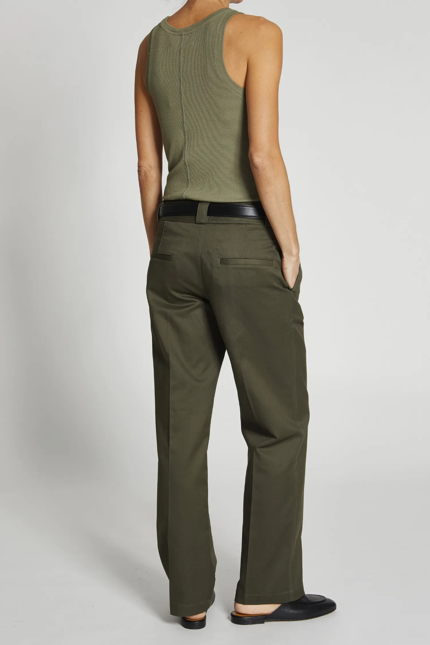 Nessa Mid-Rise Straight Leg Pant, Olive