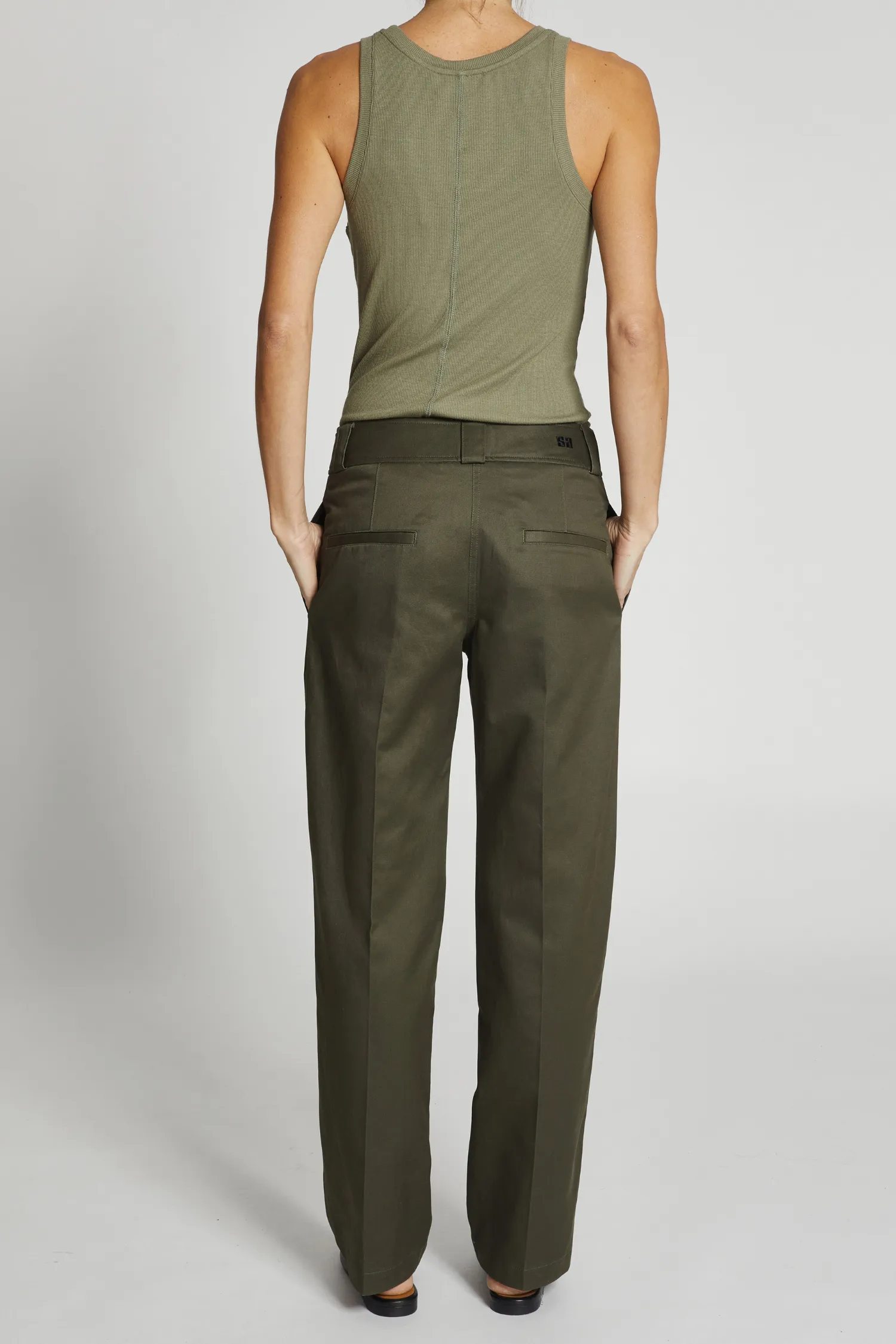 Nessa Mid-Rise Straight Leg Pant, Olive