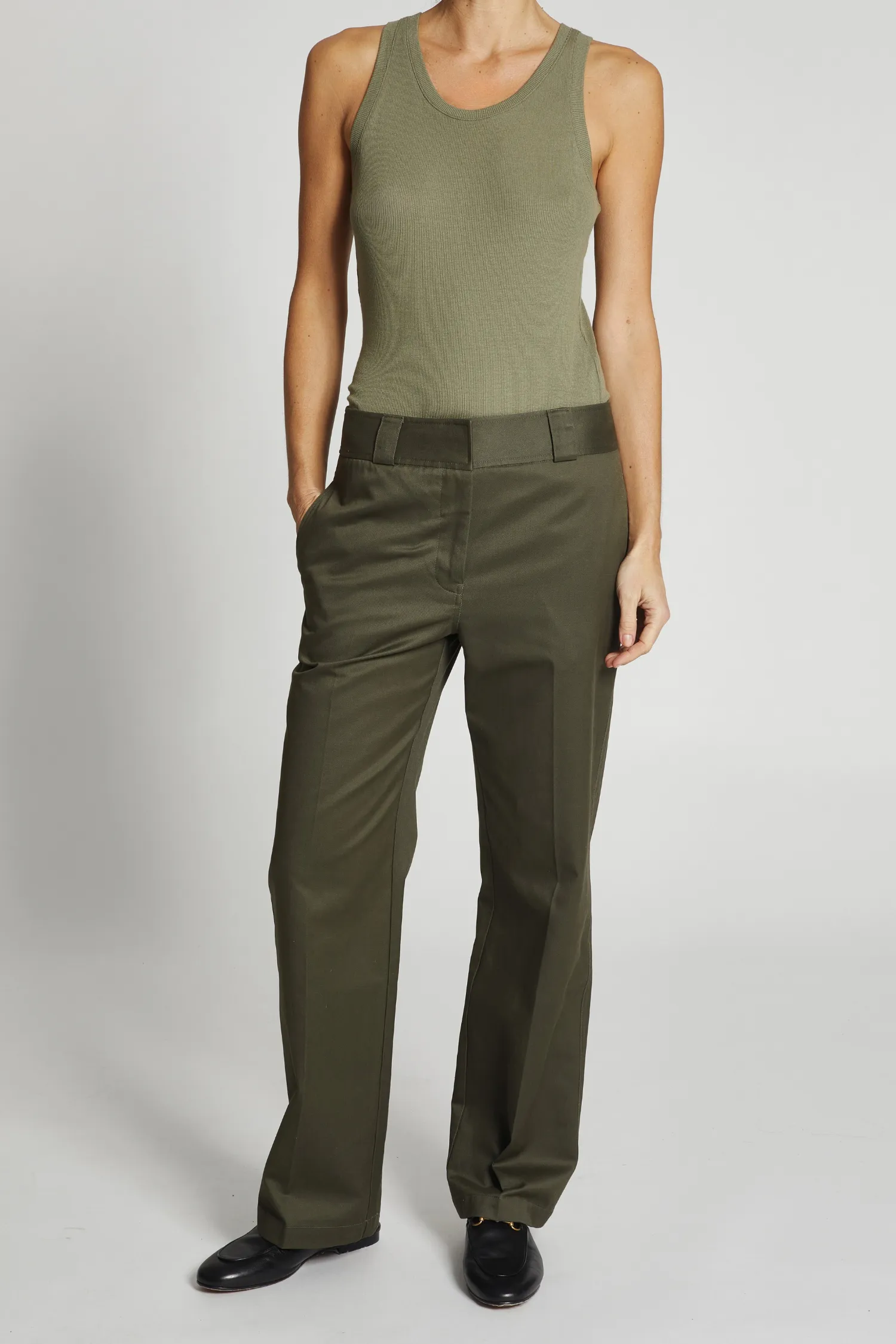 Nessa Mid-Rise Straight Leg Pant, Olive