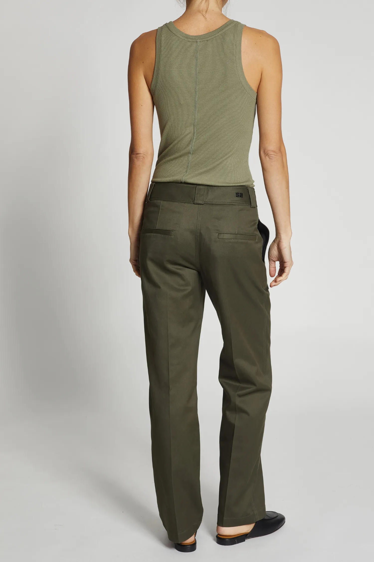 Nessa Mid-Rise Straight Leg Pant, Olive