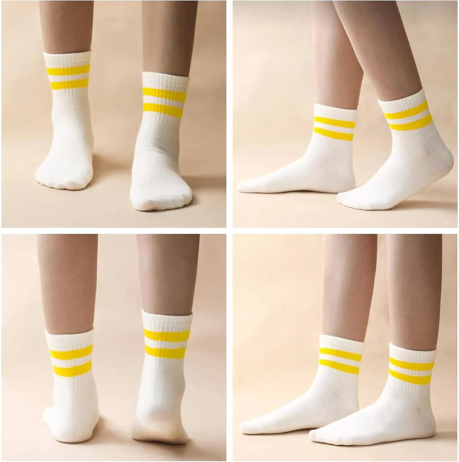 Novelty Socks For Women - Striped Retro Mini Crew Sporty Calf Casual Cotton Ankle Socks