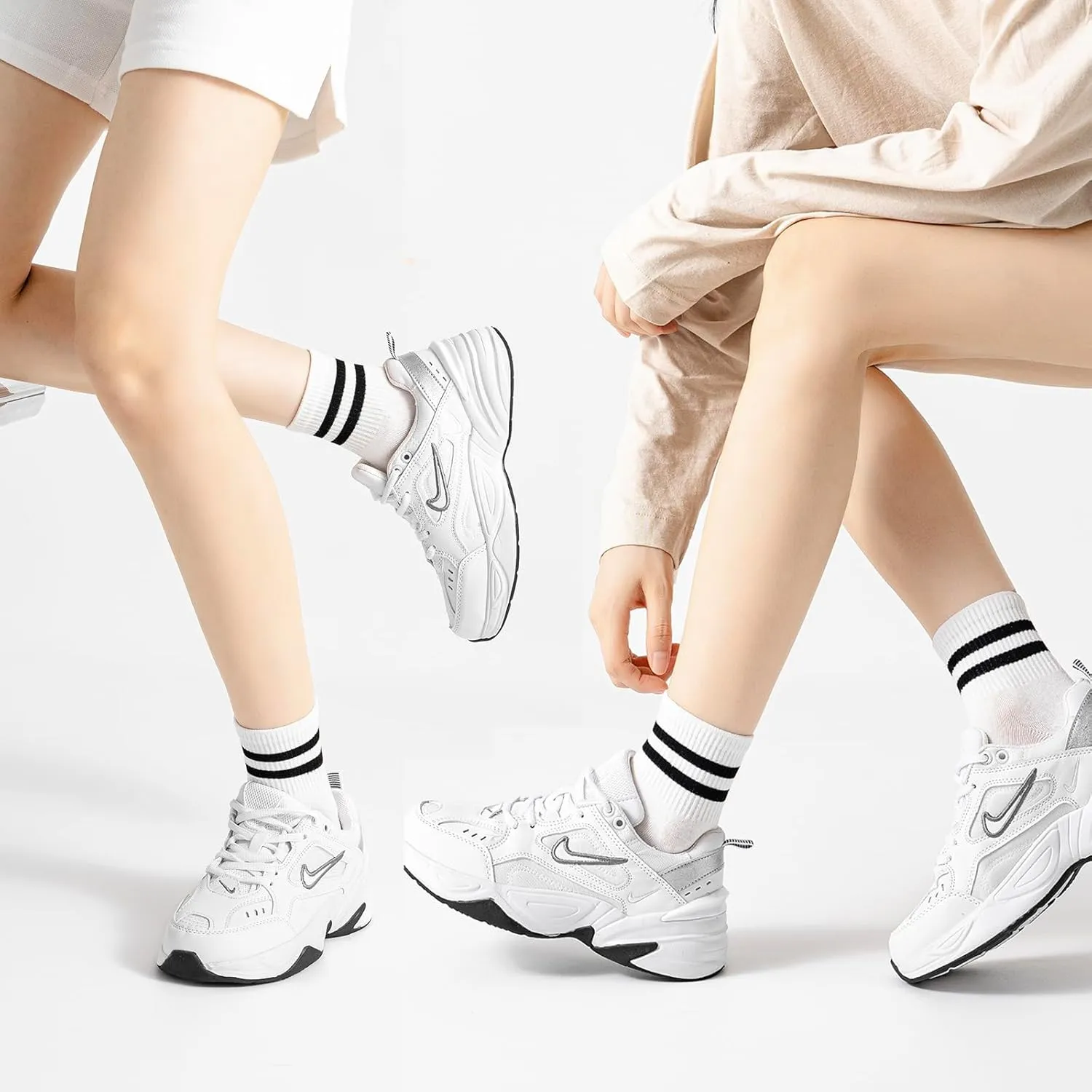 Novelty Socks For Women - Striped Retro Mini Crew Sporty Calf Casual Cotton Ankle Socks
