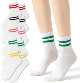 Novelty Socks For Women - Striped Retro Mini Crew Sporty Calf Casual Cotton Ankle Socks