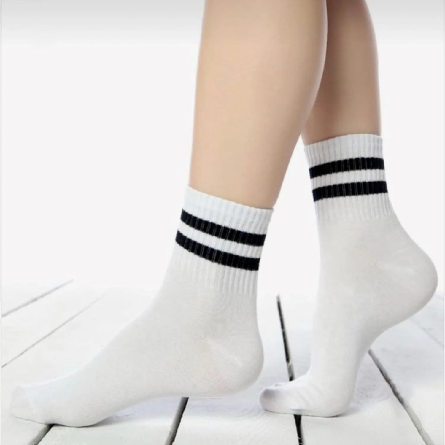 Novelty Socks For Women - Striped Retro Mini Crew Sporty Calf Casual Cotton Ankle Socks