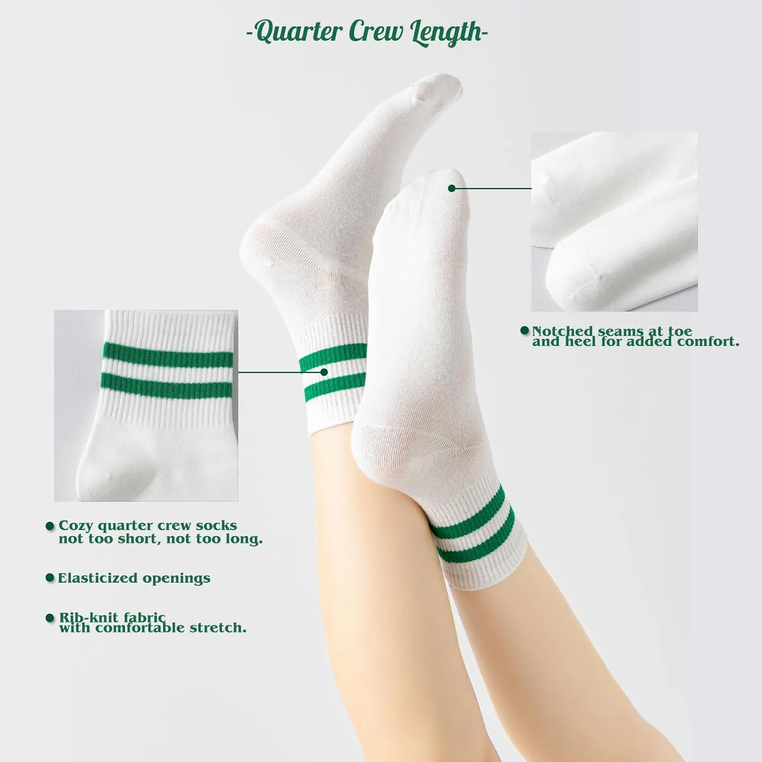 Novelty Socks For Women - Striped Retro Mini Crew Sporty Calf Casual Cotton Ankle Socks