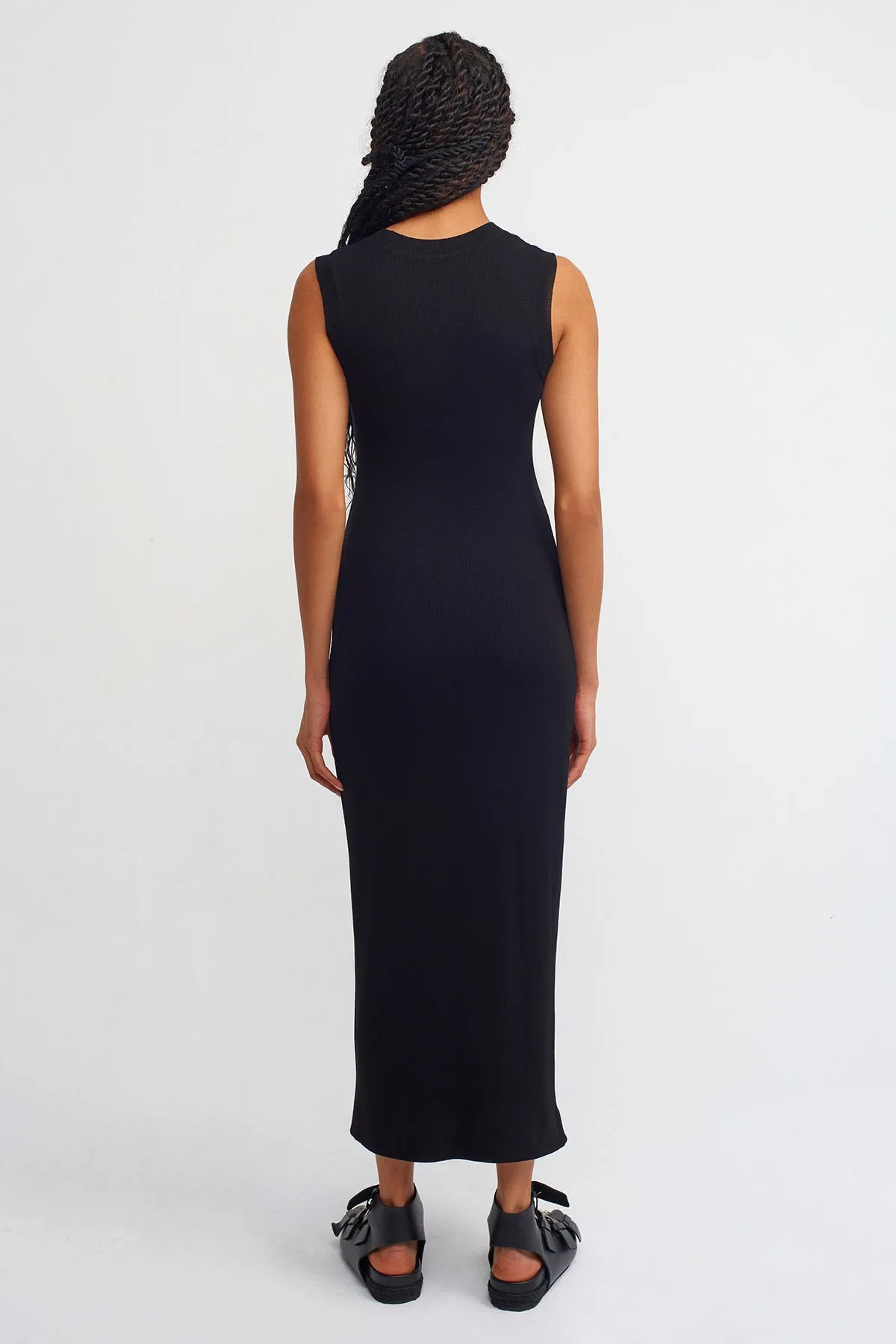 Nu Ribbed Slim Fit Maxi Dress Black
