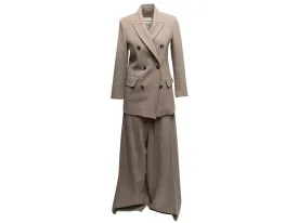 Oatmeal Max Mara Double-Breasted Wool & Cashmere-Blend Pantsuit Size US 2