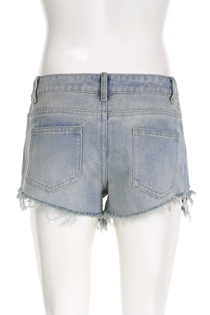 PD252 Ripped Denim Mini Shorts