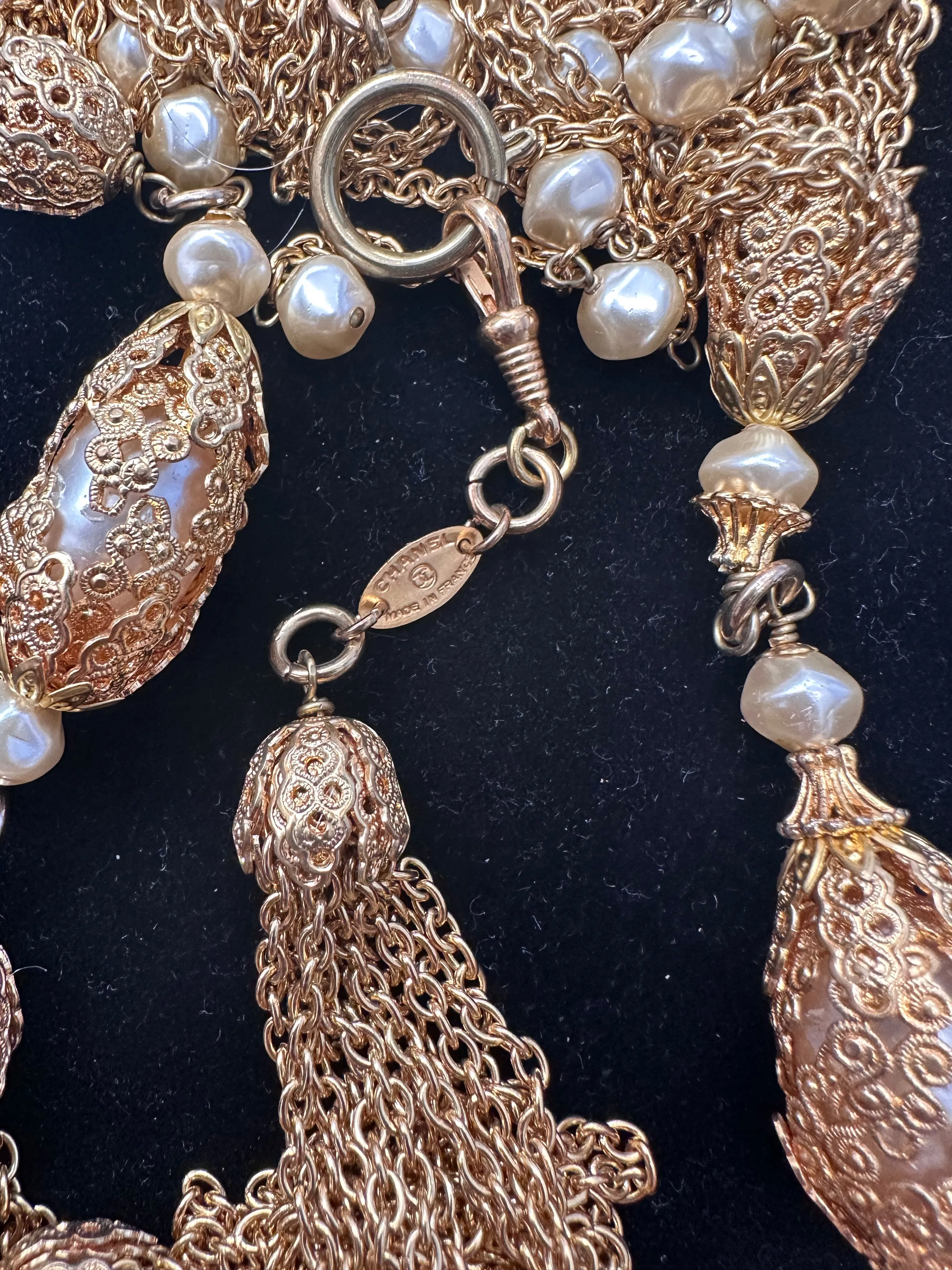 Pearl-Embellished Multi-Chain Necklace