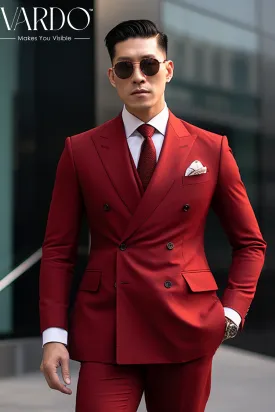Premium Quality Red Double Breasted Suit for Men