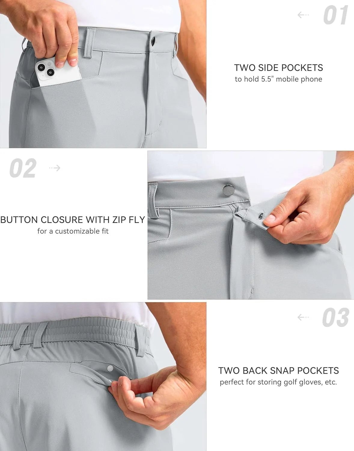 Pudolla Men's Casual Golf Shorts 7" Lightweight Stretch Flat Front Work Dress Shorts for Men with Pockets