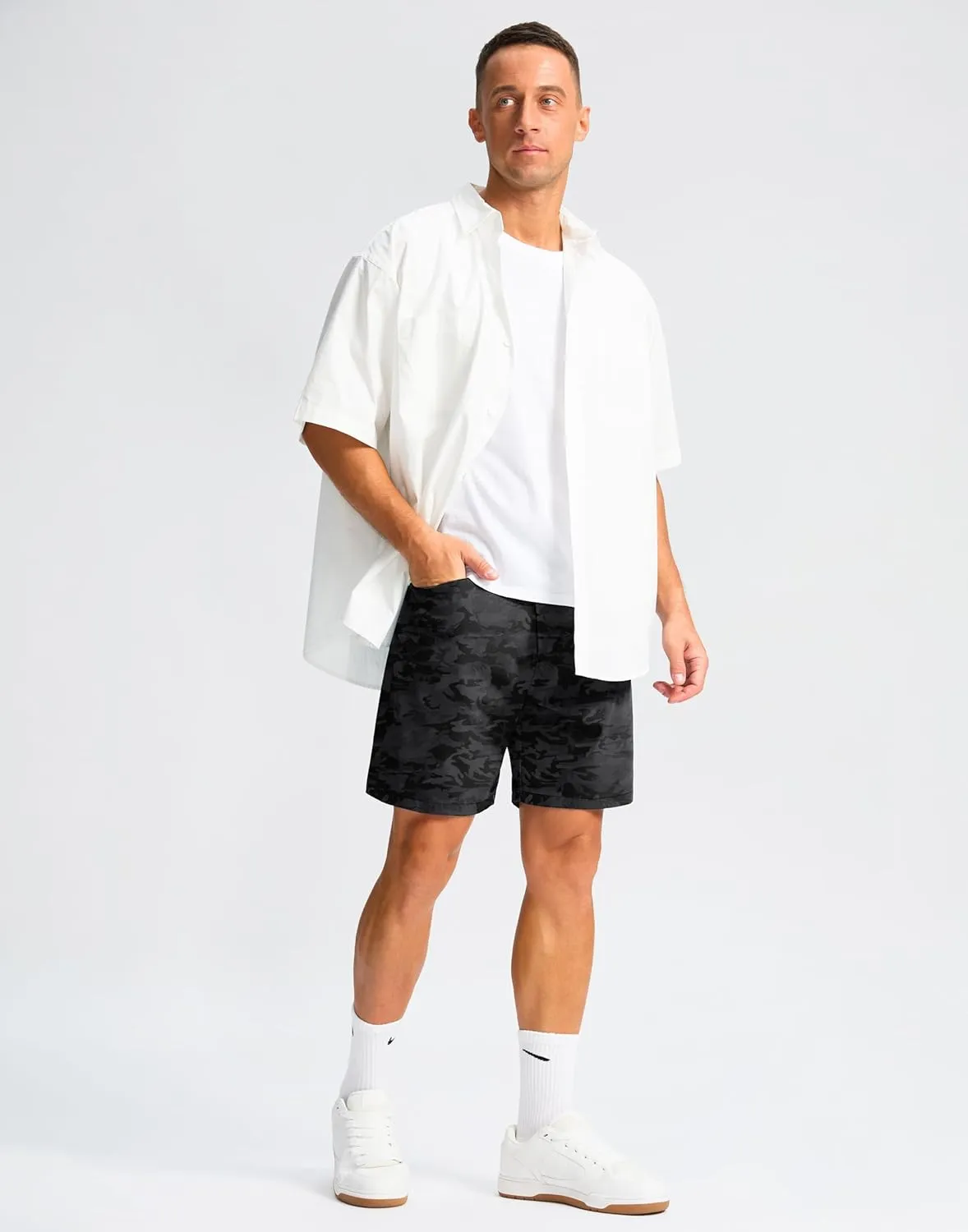 Pudolla Men's Casual Golf Shorts 7" Lightweight Stretch Flat Front Work Dress Shorts for Men with Pockets