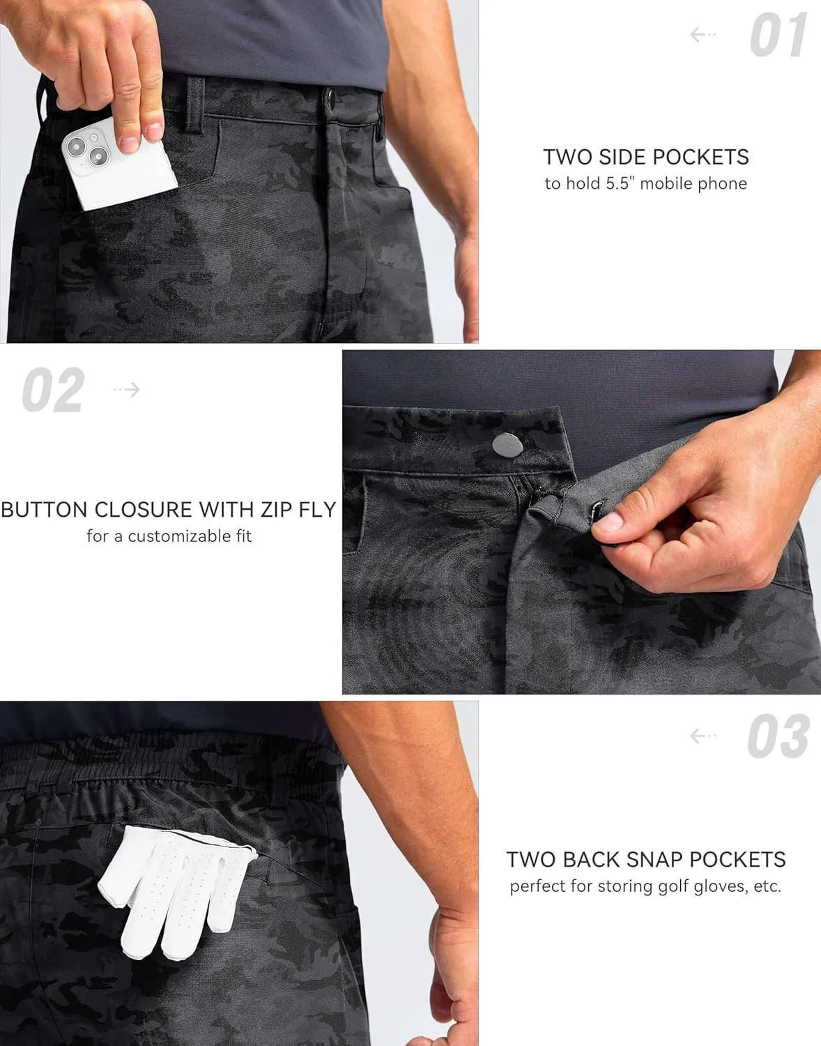 Pudolla Men's Casual Golf Shorts 7" Lightweight Stretch Flat Front Work Dress Shorts for Men with Pockets