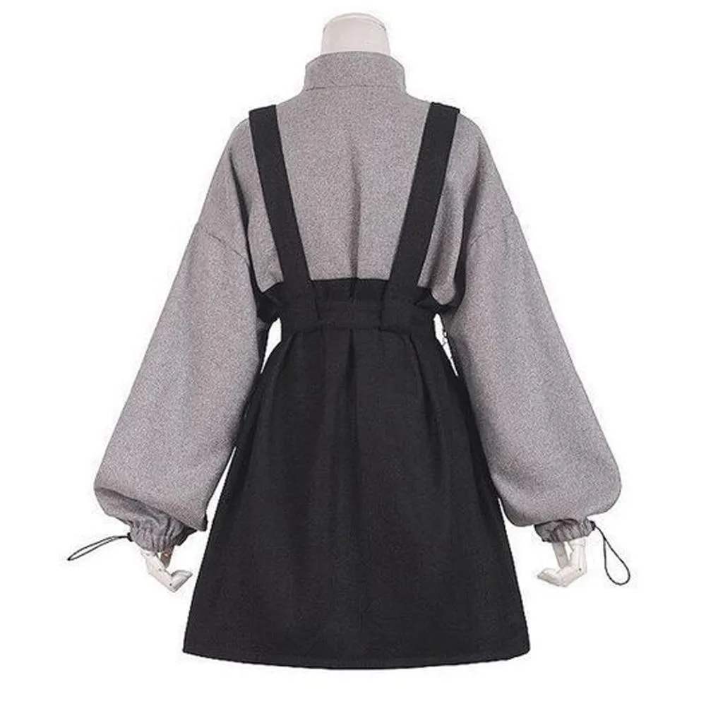 Punk Zipper Chain Pocket Sweatshirt Dress