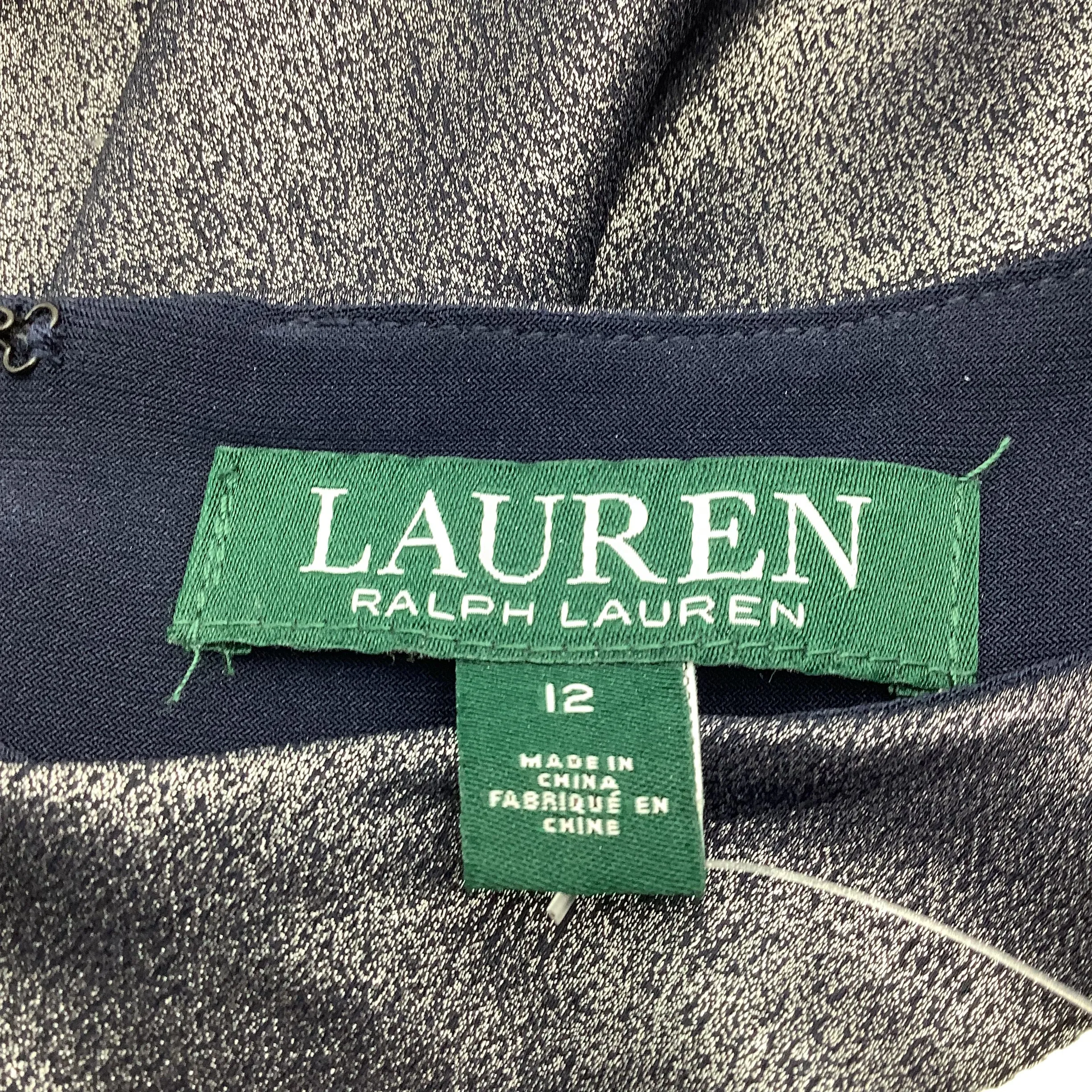 Ralph Lauren Women's Dress Navy Sheen Sleeveless Size: 12