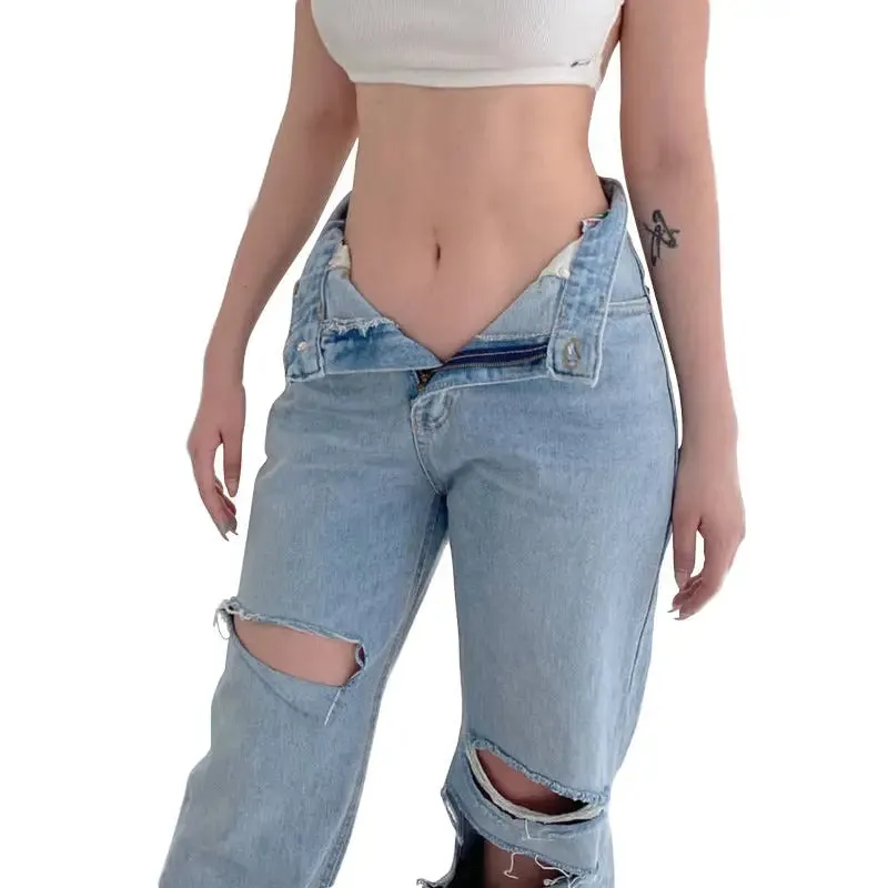 Ripped Destroyed High Waist Jeans