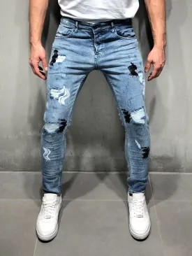 Ripped&Repaired Jeans Random Patches