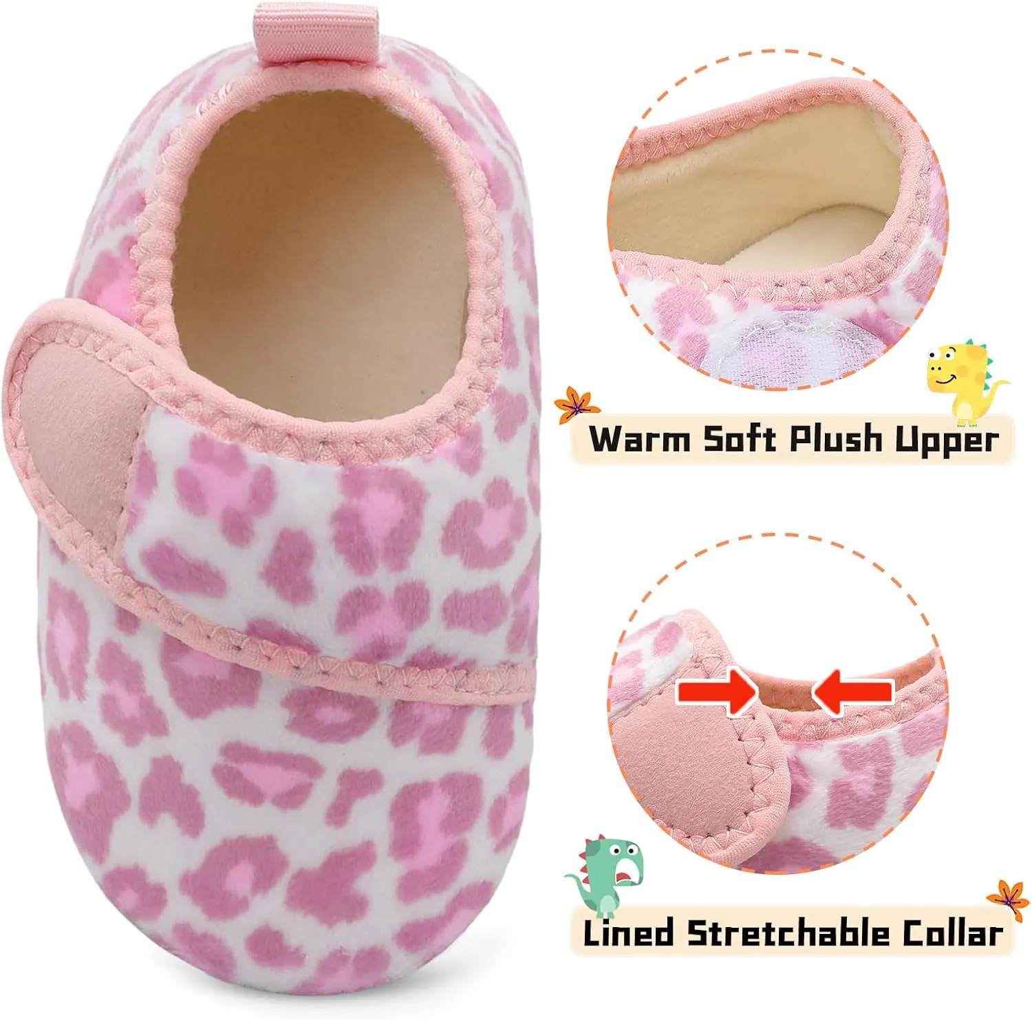 Scurtain Toddler Warm Winter House Slippers Baby Boys Girls Indoor Home Slippers Cozy Lightweight Non-Slip Shoes For Infant Kids Plush Linned
