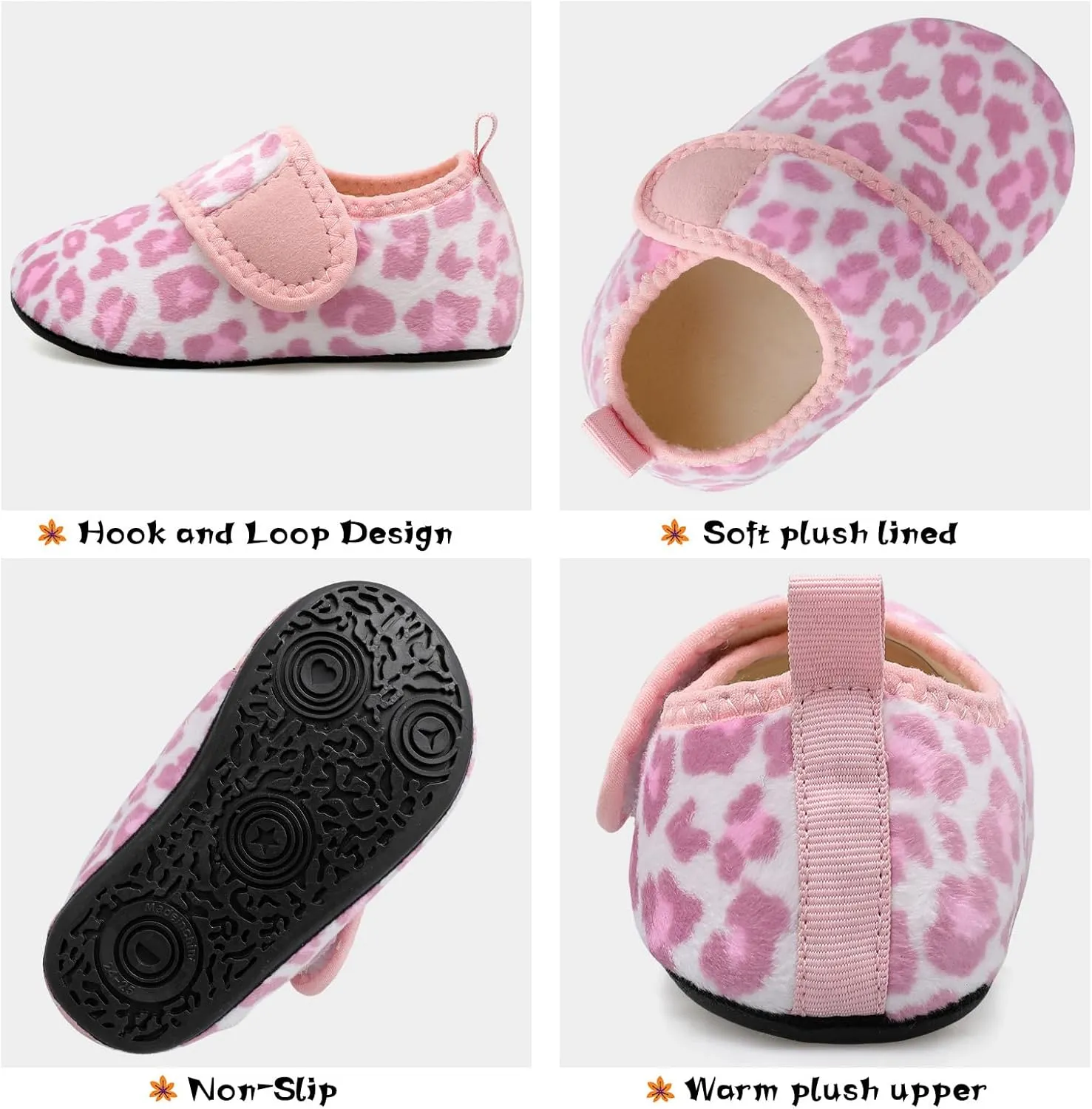 Scurtain Toddler Warm Winter House Slippers Baby Boys Girls Indoor Home Slippers Cozy Lightweight Non-Slip Shoes For Infant Kids Plush Linned
