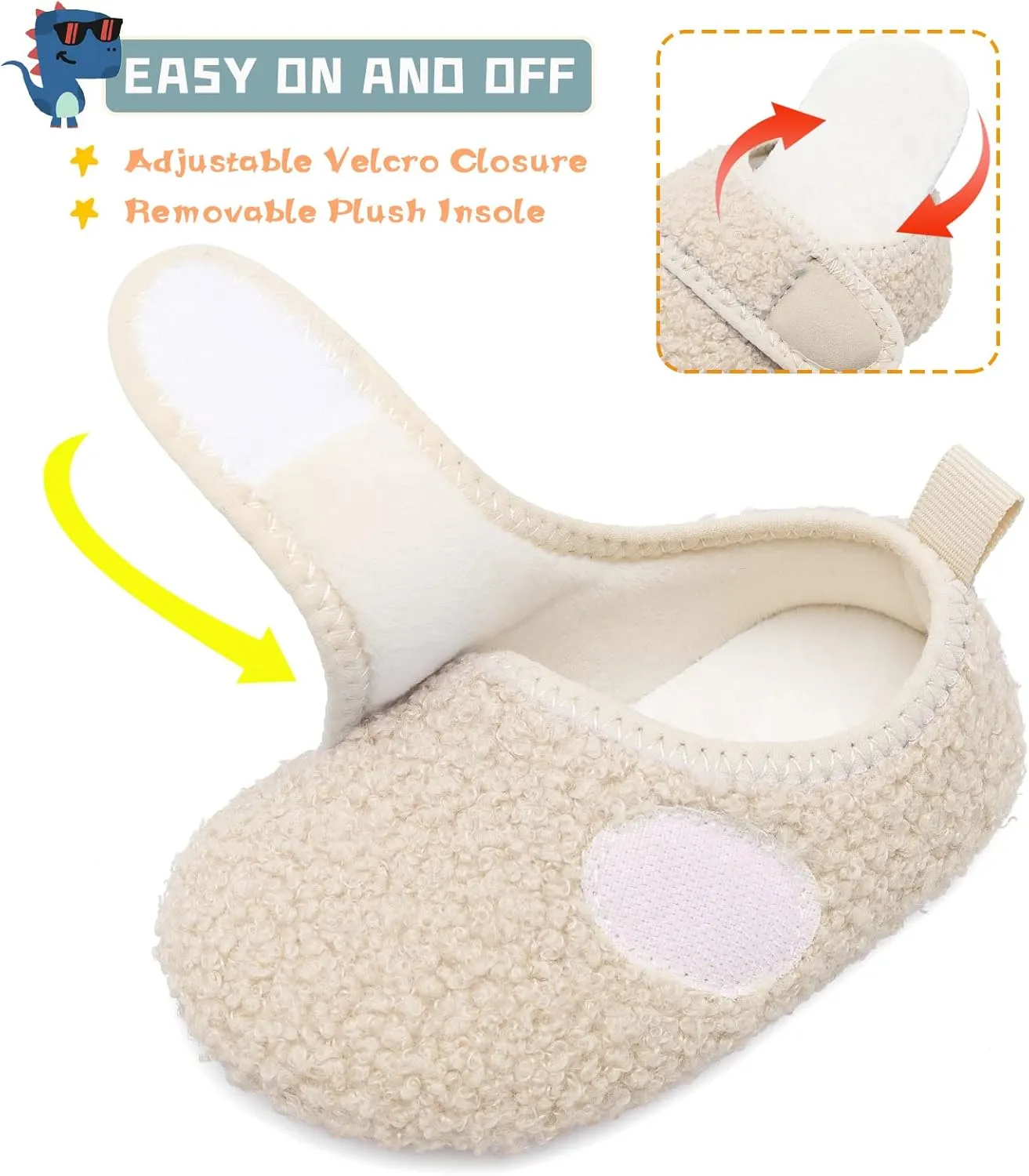 Scurtain Toddler Warm Winter House Slippers Baby Boys Girls Indoor Home Slippers Cozy Lightweight Non-Slip Shoes For Infant Kids Plush Linned