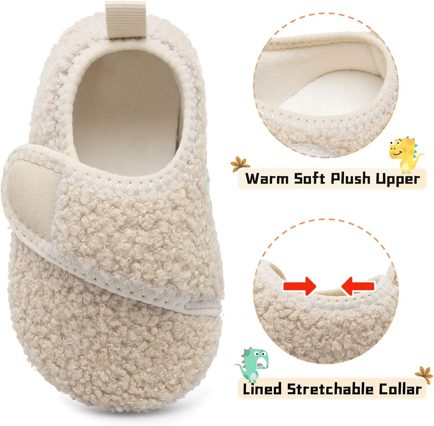 Scurtain Toddler Warm Winter House Slippers Baby Boys Girls Indoor Home Slippers Cozy Lightweight Non-Slip Shoes For Infant Kids Plush Linned