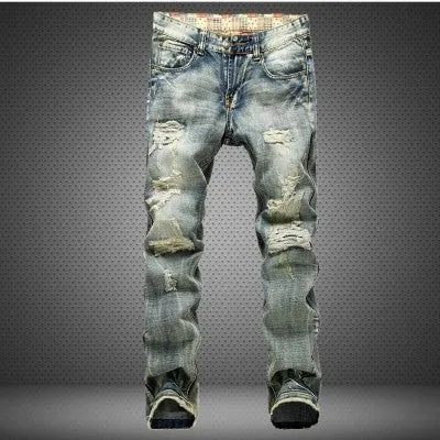shredded nostalgic worn and washed Jeans