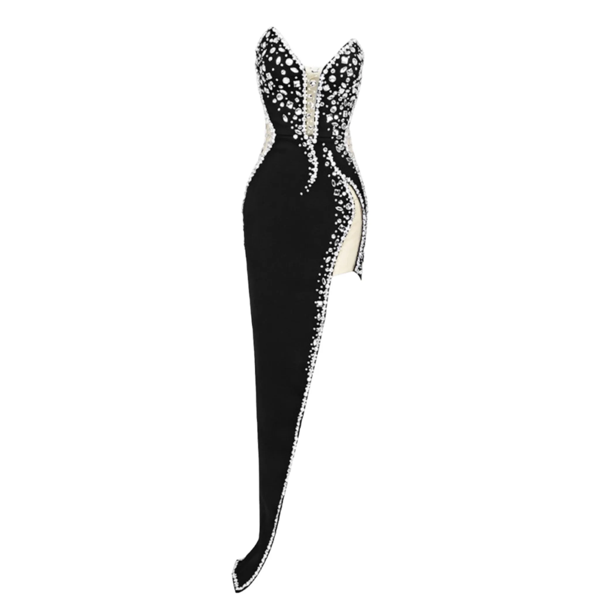 Strapless Beading Maxi Bodycon Dress