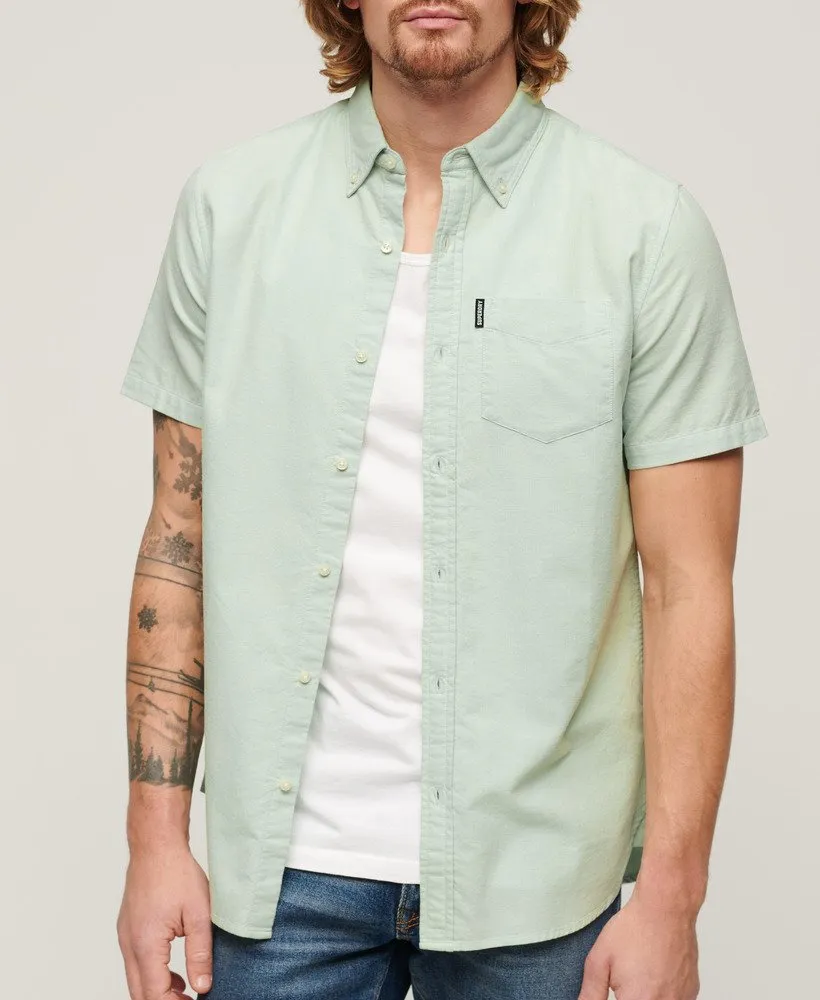 Superdry Organic Cotton Vintage Oxford Short Sleeve Shirt - Light Green