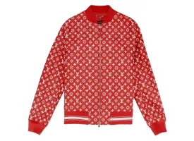 Supreme x Louis Vuitton Leather Baseball Jacket Red
