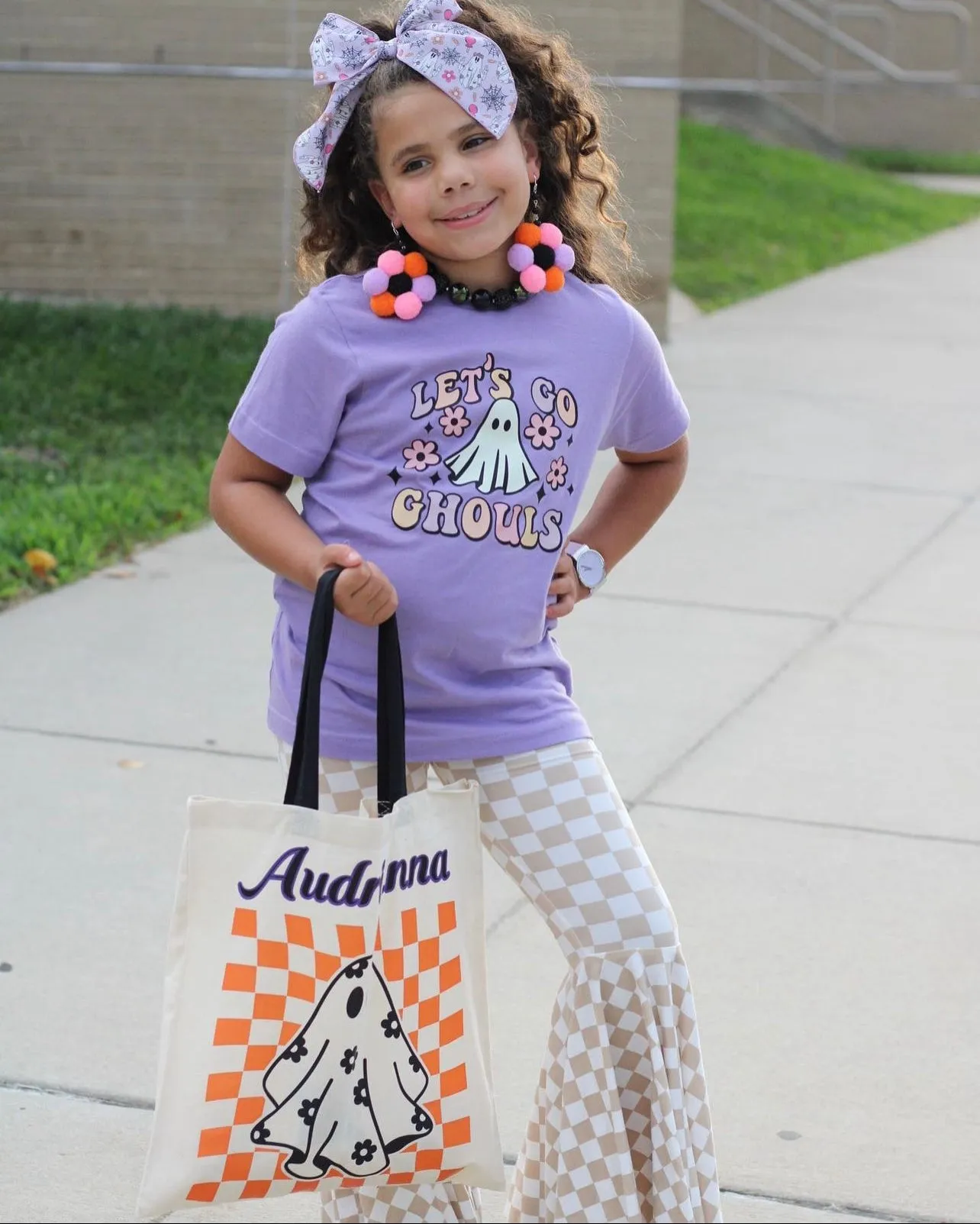 Tan Checkered Bell Bottoms