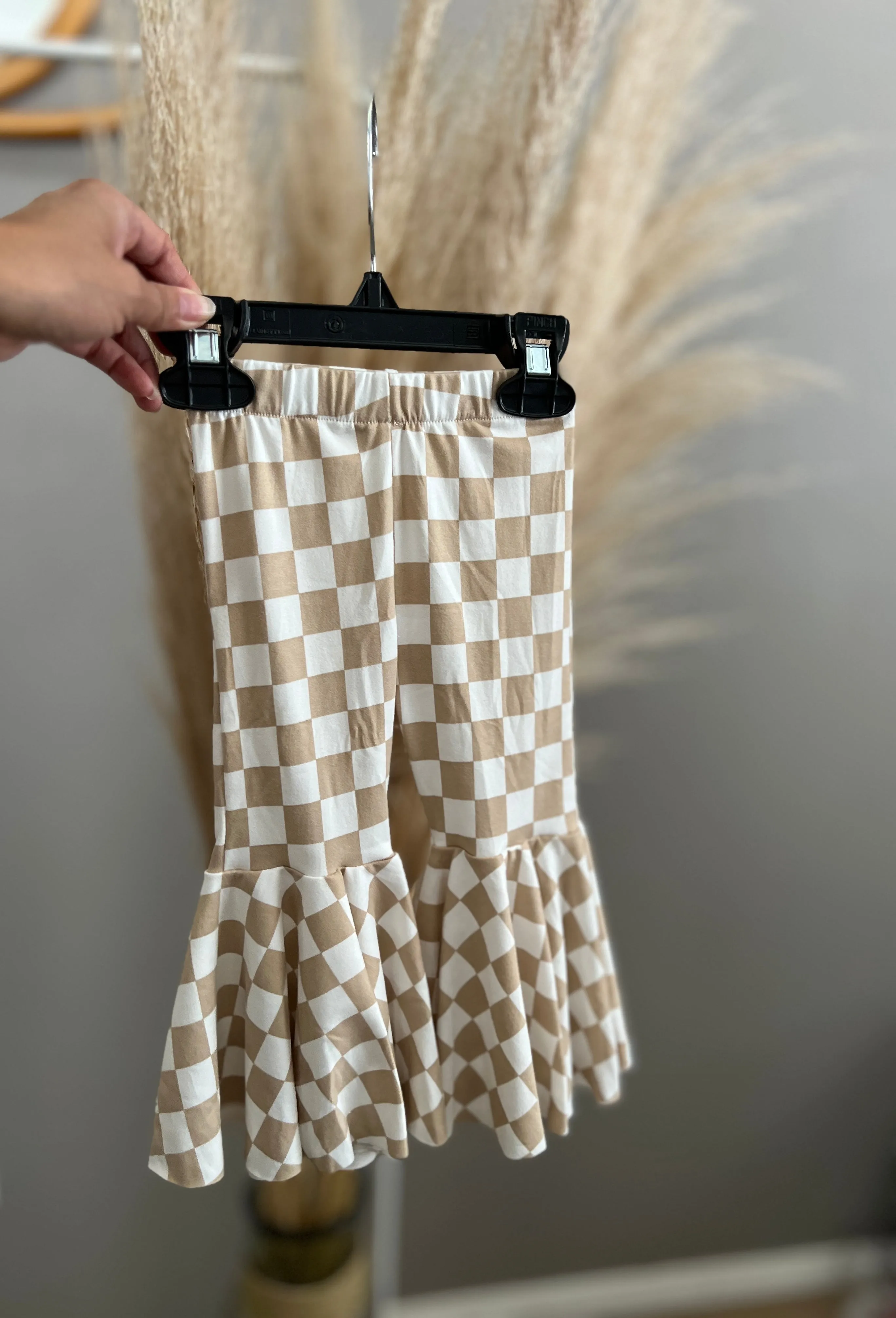 Tan Checkered Bell Bottoms