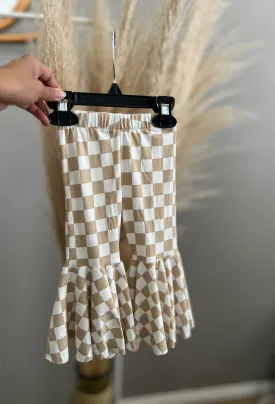 Tan Checkered Bell Bottoms